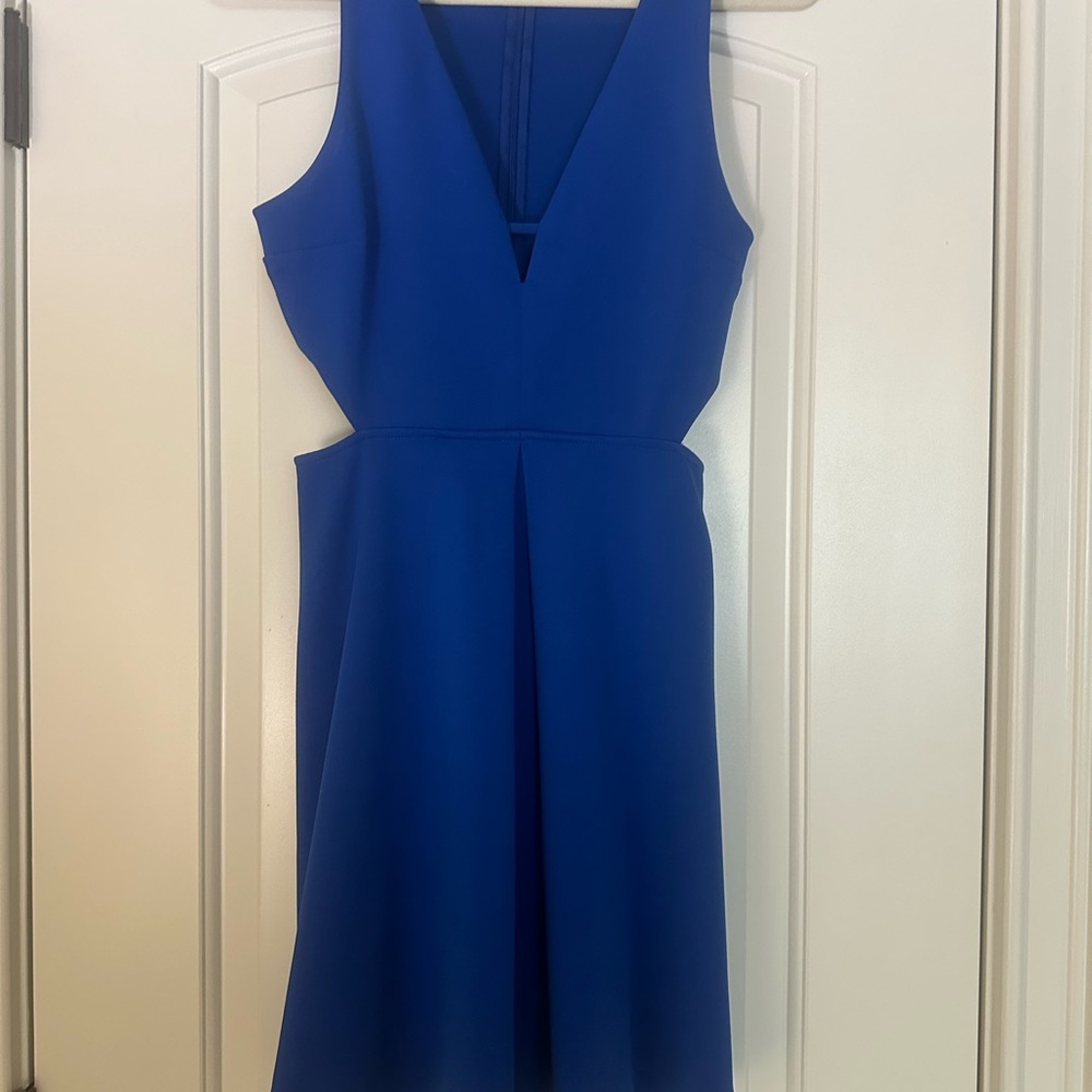 Express Blue Sleeveless V-Neck Midi Dress